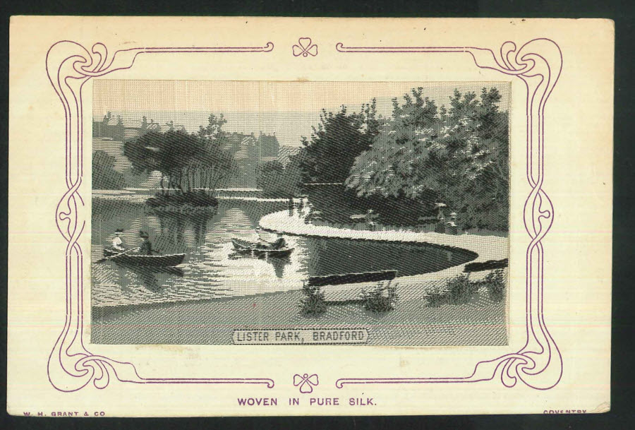 Postcard SILK Lister Park Bradford - Click Image to Close