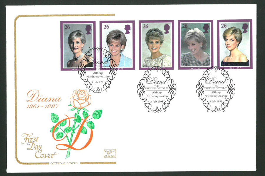 1998 Cotswold First Day Cover -Diana 1961-1997 - Althrop Northamptonshire Postmark - - Click Image to Close