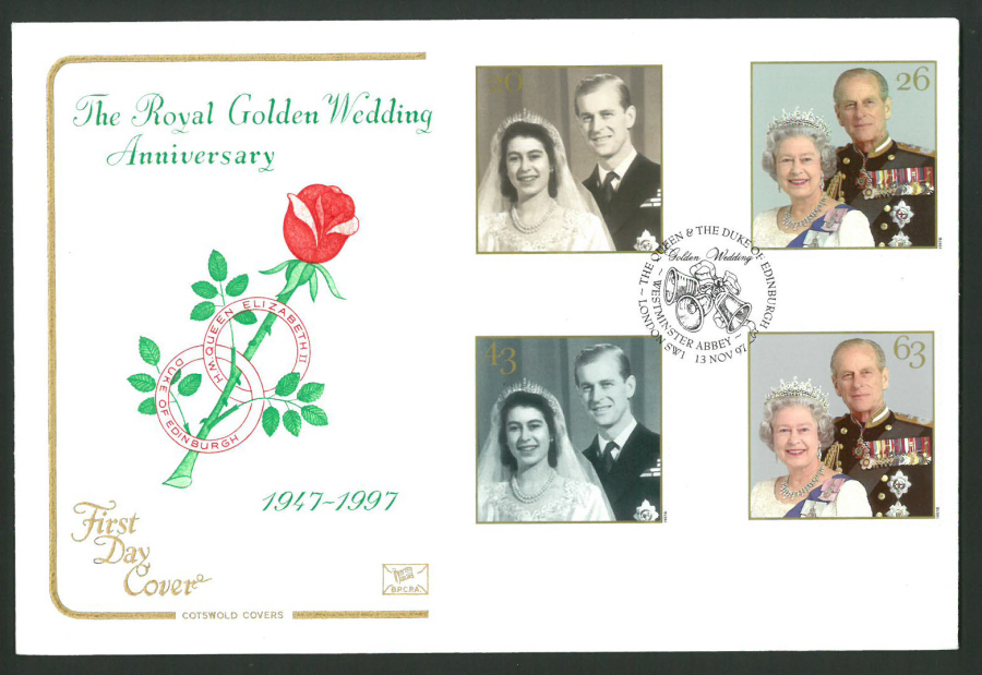 1997 Cotswold First Day Cover -Golden Wedding - Westminster Abbey London SW1 Postmark -
