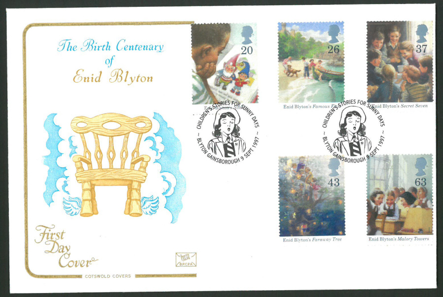 1997 Cotswold First Day Cover -Enid Blyton - Blyton Gainsborough Postmark -