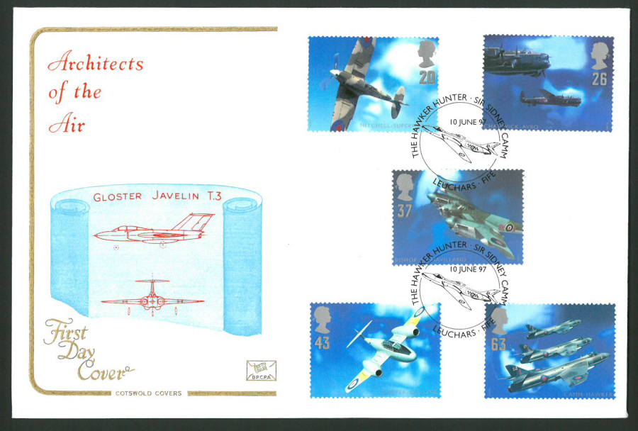 1997 Cotswold First Day Cover -Architects of the Air -Hawker Hunter Postmark - - Click Image to Close