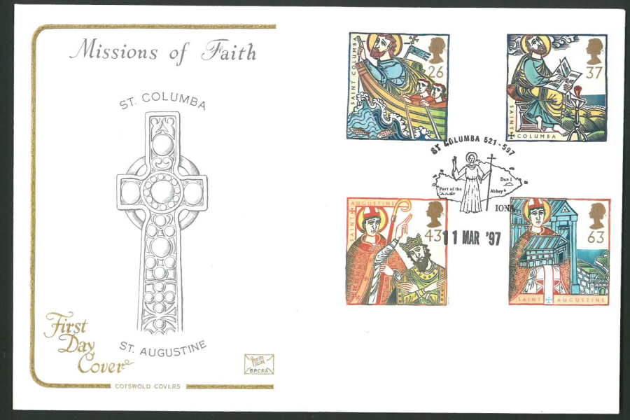 1997 Cotswold First Day Cover -Missions of Faith -St Columba Iona Postmark - - Click Image to Close