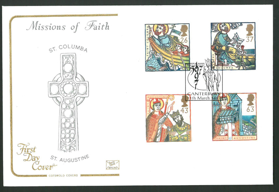 1997 Cotswold First Day Cover -Missions of Faith -Canterbury Postmark -