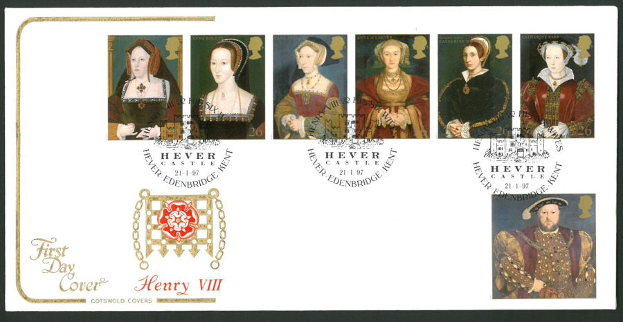 1997 Cotswold First Day Cover -Tudors Henry Vlll - Hever Castle Postmark - - Click Image to Close