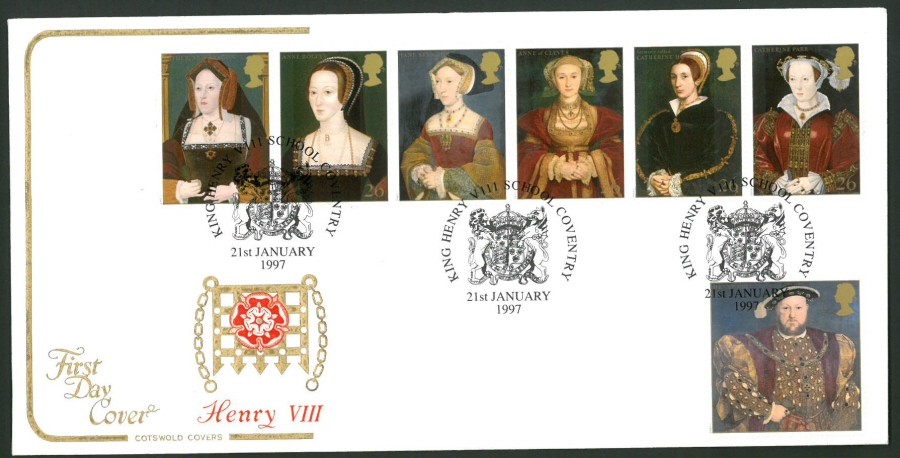 1997 Cotswold First Day Cover -Tudors Henry Vlll - King Henry Scool Coventry Postmark -