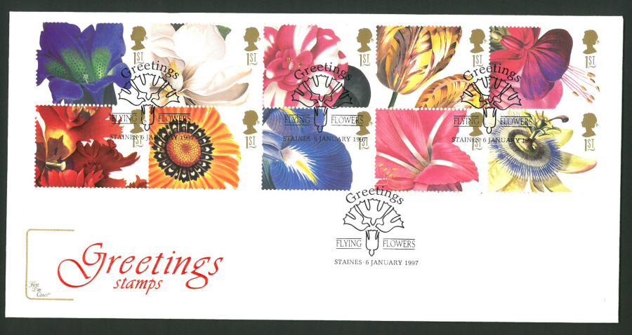 1997 Cotswold First Day Cover - Greetings - Flying Flowers Stasines Postmark -