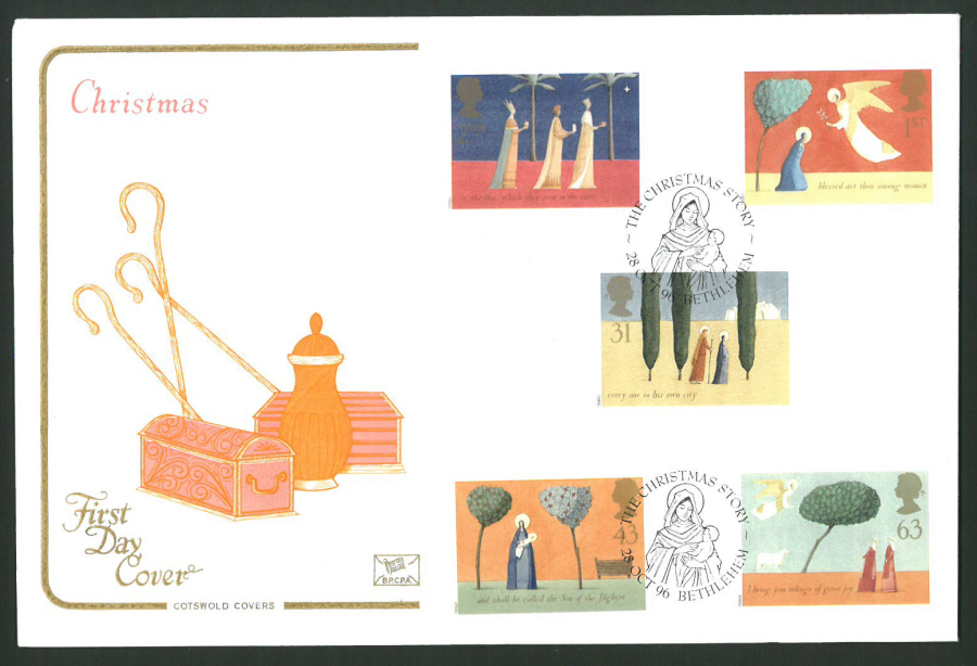 1996 Cotswold First Day Cover - Christmas - Christmas Story Bethlehem Postmark - - Click Image to Close