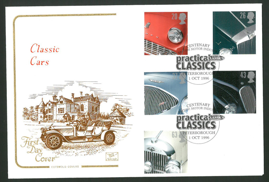 1996 Cotswold First Day Cover - Classic Cars - Practical Classics Peterborough Postmark - - Click Image to Close
