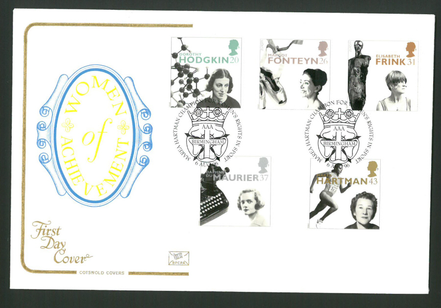 1996 Cotswold First Day Cover -Women of Achievement - Marea Hartman Postmark -