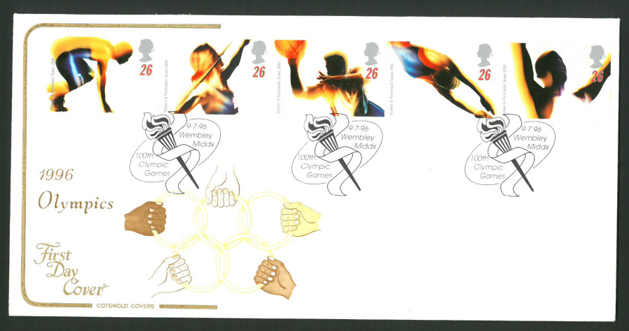 1996 Cotswold First Day Cover -Olympics - 100th Games Wembley Postmark - - Click Image to Close