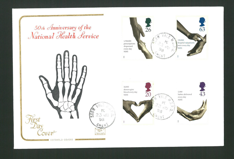 1998 Cotswold First Day Cover - N H S - Health in Community Ebow Vale CDS Postmark -