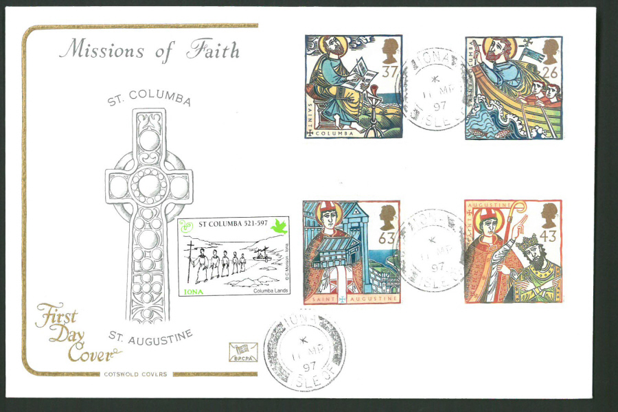 1997 Cotswold First Day Cover -Missions of Faith - Iona C D S Postmark - - Click Image to Close