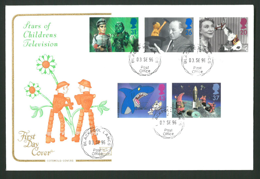 1996 Cotswold First Day Cover - Childrens T V - Blackpool Lances C D S Postmark -