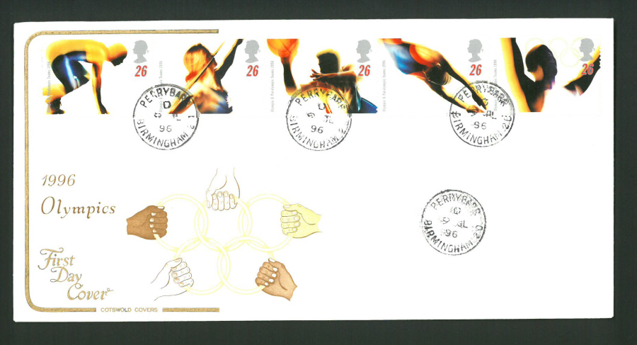 1996 Cotswold First Day Cover -Olympics -Perry Barr CDS Postmark -