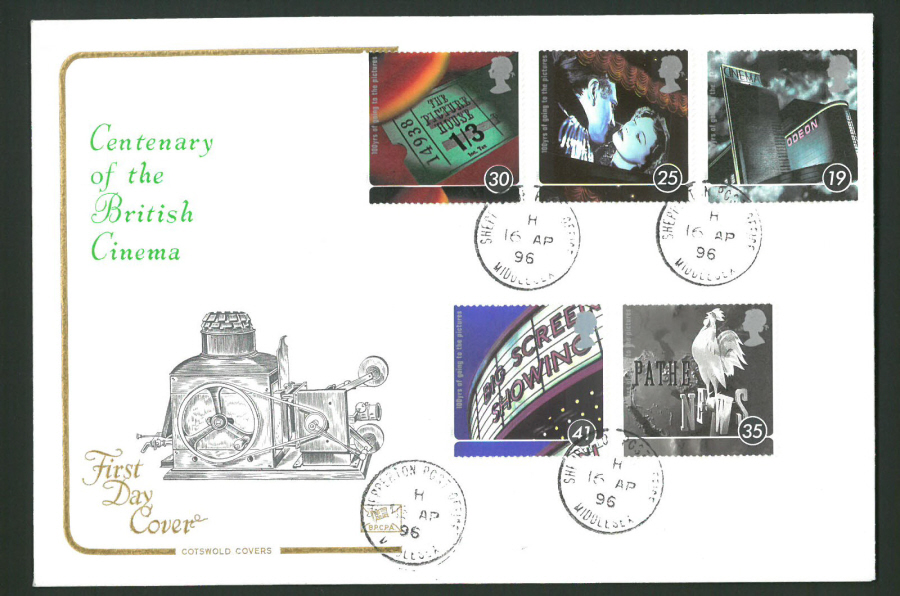 1996 Cotswold First Day Cover -British Cinema -Shepperton C D S Postmark -