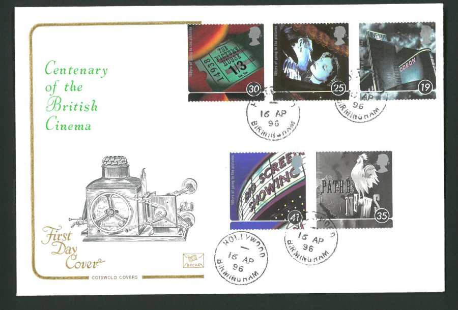 1996 Cotswold First Day Cover -British Cinema - Hollywood C D S Postmark - - Click Image to Close