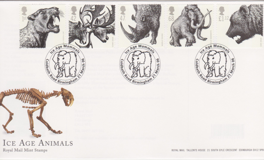 2006 Ice Age Animals First Day Cover - Coldbath Road Birmingham Postmark