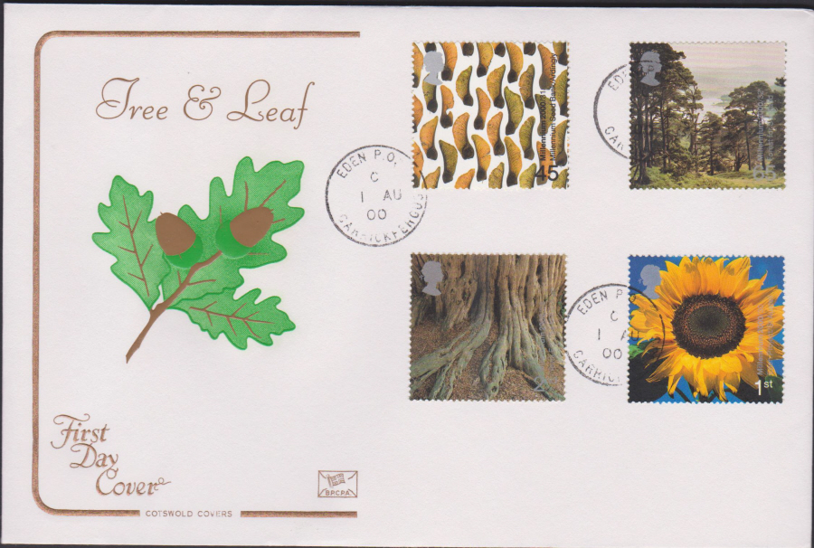 2000 Tree & Leaf COTSWOLD CDS First Day Cover - Eden P O Carrickfergus Postmark - Click Image to Close