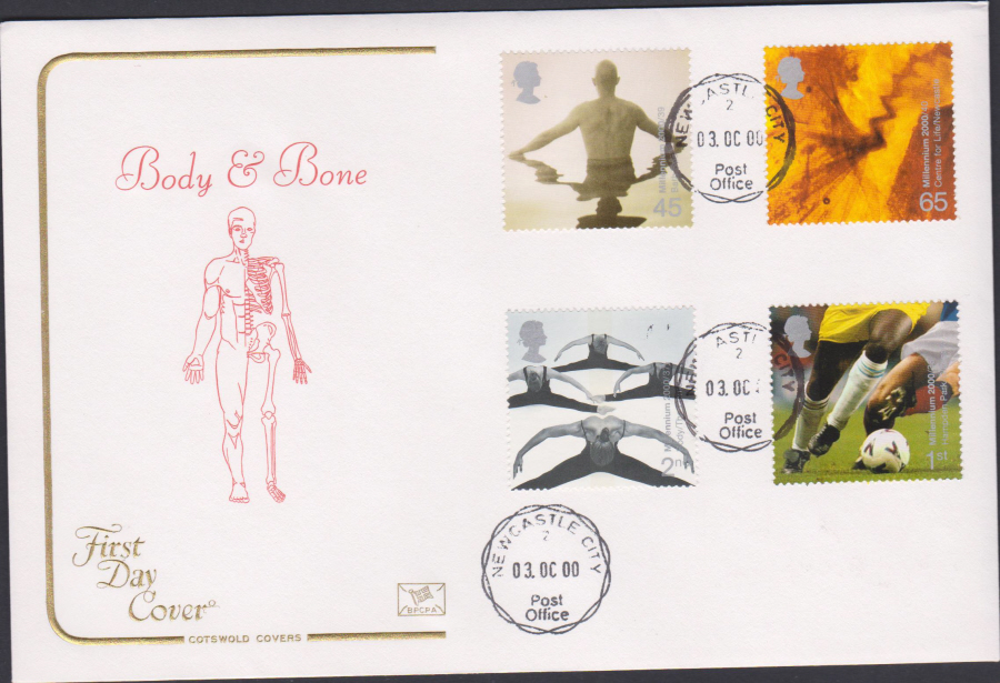 2000 Body & Bone COTSWOLD CDS First Day Cover - Newcastle City Postmark