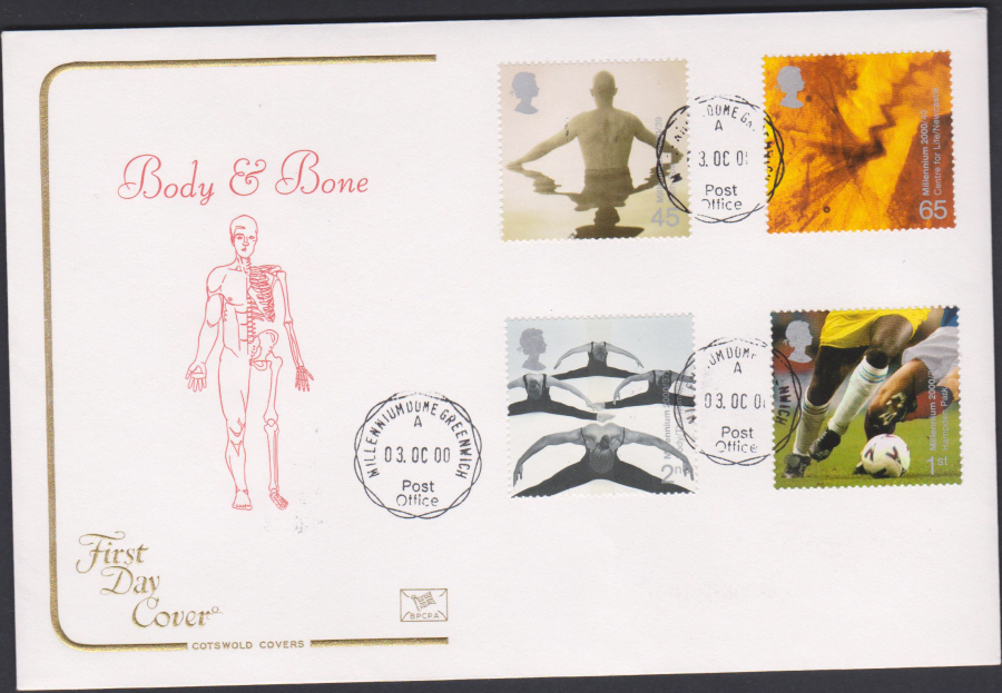 2000 Body & Bone COTSWOLD CDS First Day Cover - Millennium Greenwich Postmark