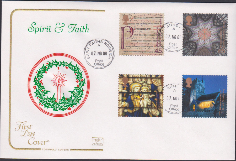 2000 Spirit & Faith COTSWOLD CDS First Day Cover - St Faiths,Norwich Postmark