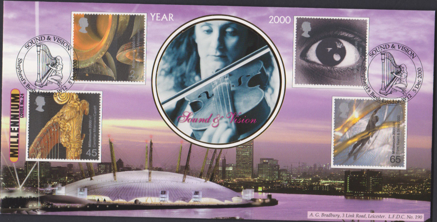 2000 Sound & Vision Bradbury First Day Cover -Shepherd's Bush W12Postmark - Click Image to Close