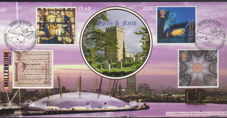 2000 Spirit & Faith Bradbury First Day Cover -Bethlehem,Llandeilo Postmark