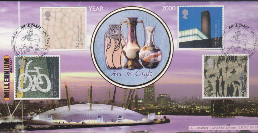 2000 Art & Craft Bradbury First Day Cover -Burslem, Stoke on Trent Postmark - Click Image to Close