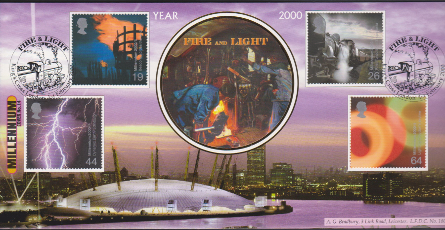 2000 Fire & Light Bradbury First Day Cover - Kings Cross Postmark - Click Image to Close