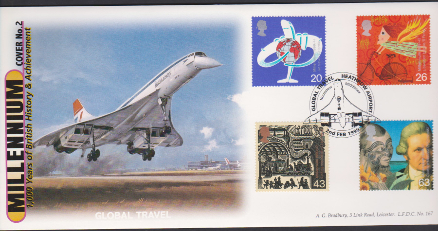 1999 Travel Bradbury First Day Cover - Heathrow Airport Postmark