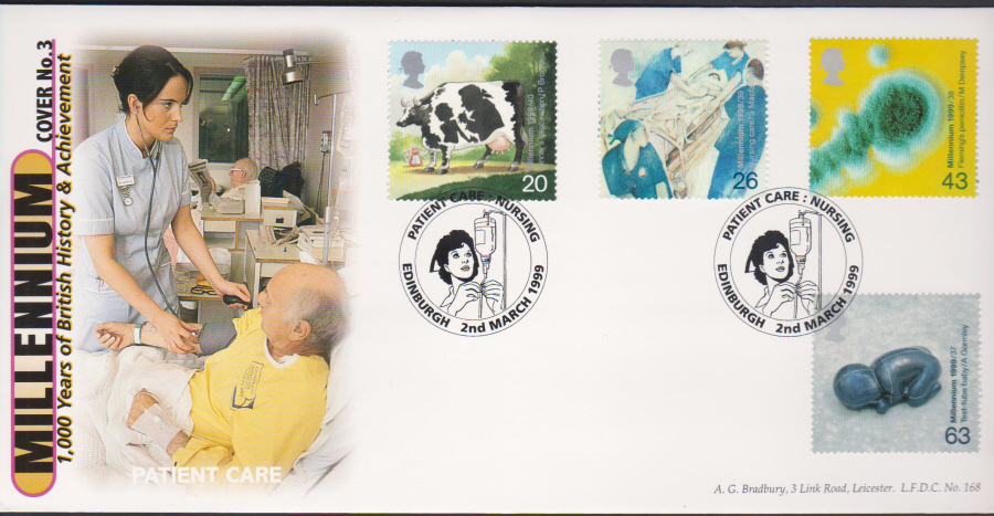 1999 Patient Bradbury First Day Cover - Nirsing Edinburgh Postmark