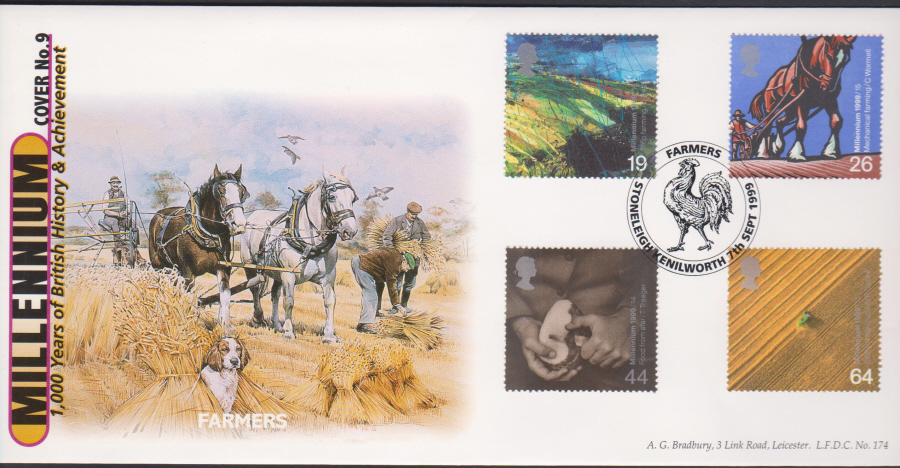 1999 Farmers Tales Bradbury First Day Cover - Stoneleigh, Kenilworth Postmark - Click Image to Close