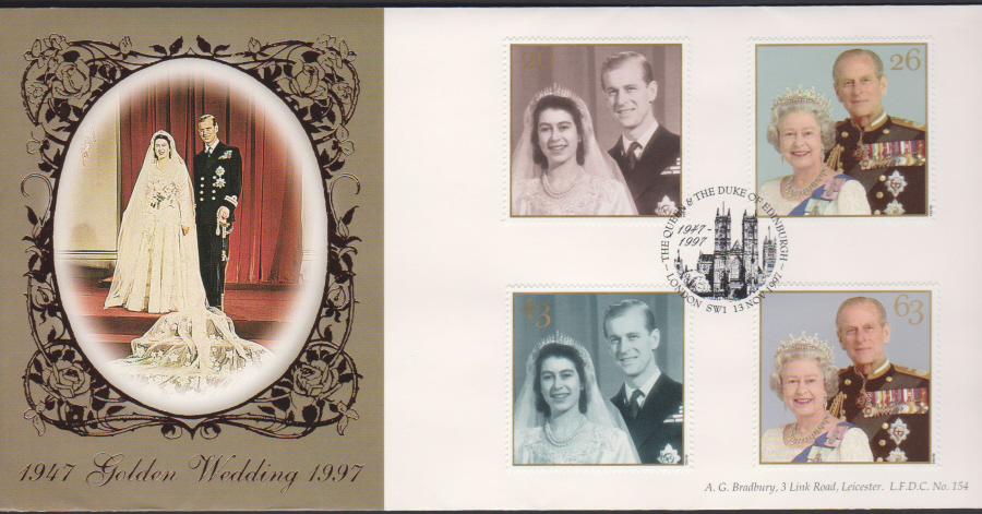 1997 Golden Wedding Bradbury First Day Cover - London SW1 Postmark