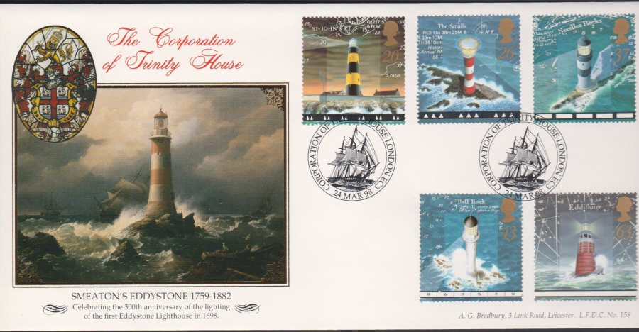 1998 Lighthouses Bradbury First Day Cover - Trinity House London EC3 Postmark