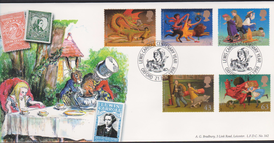 1998 Magical Worlds Bradbury First Day Cover - Lewis Caroll Oxford Postmark