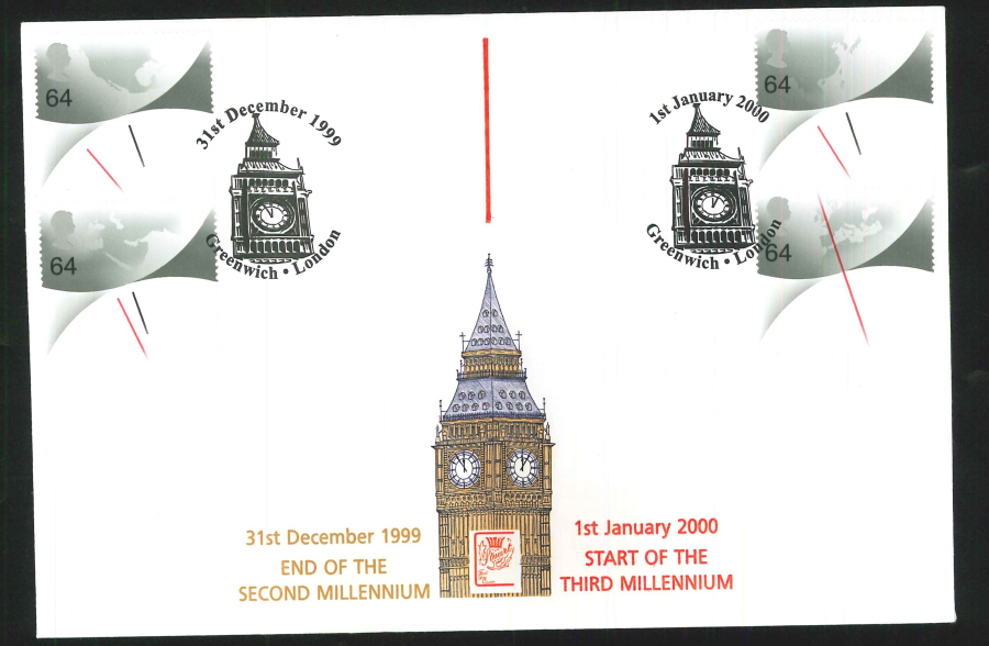 1999 & 2000 Millennium Commemorative Cover - Double Greenwich Postmark - Click Image to Close