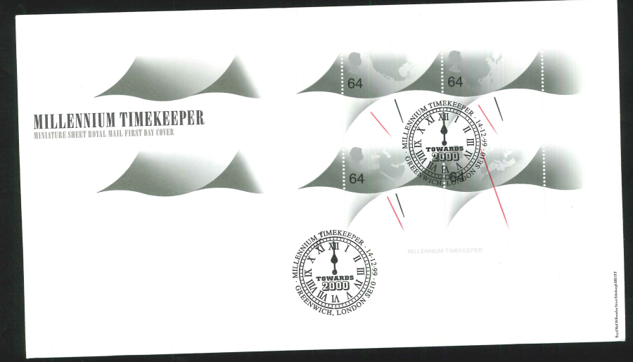 1999 Millennium Timekeeper First Day Cover- Greenwich SE10 Postmark - Click Image to Close