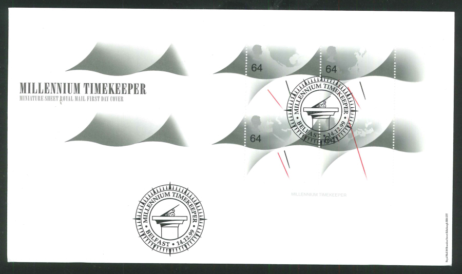 1999 Millennium Timekeeper First Day Cover- Belfast Postmark - Click Image to Close