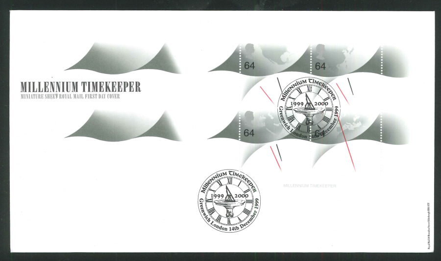 1999 Millennium Timekeeper First Day Cover- Greenwich (Sun Dial) Postmark