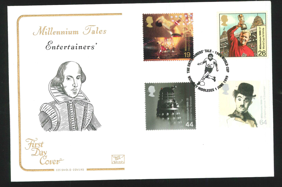 1999 Millennium Tales Entertainers' First Day Cover - 1966 World Cup Postmark