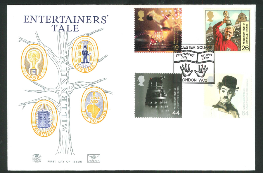 1999 Millennium Tales Entertainers' First Day Cover - Leicester Square Postmark - Click Image to Close