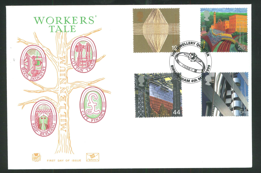 1999 Workers' Tale First Day Cover - The Jewellery Quarter, Birmingham Postmark - Click Image to Close