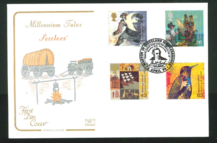 1999 Millennium Tales Settlers' First Day Cover- Captain Cook Postmark