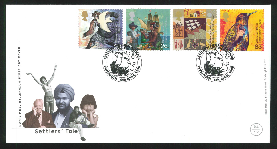 1999 Settlers' Tale First Day Cover - Pilgrim Fathers, Plymouth Postmark - Click Image to Close