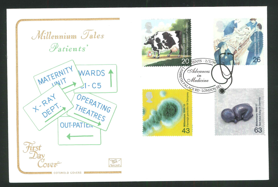 1999 Millennium Tales Patients' First Day Cover - Lambeth Palace Rd Postmark