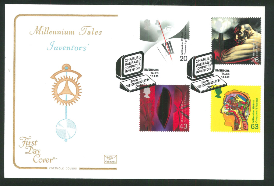 1999 Millennium Tales Inventors' First Day Cover- Charles Babbage Postmark