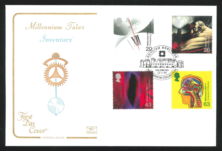 1999 Millennium Tales Inventors' First Day Cover- Stonehenge Postmark