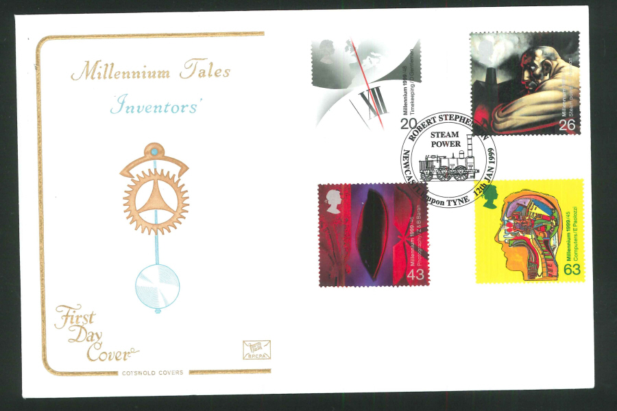 1999 Millennium Tales Inventors' First Day Cover - Robert Stephenson Postmark - Click Image to Close