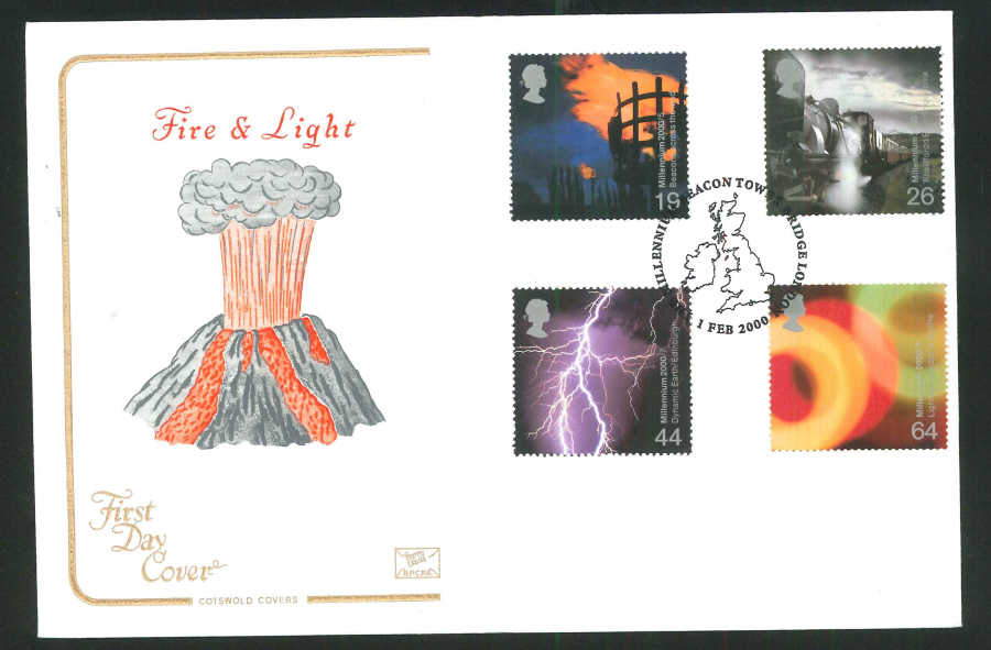 2000 Fire & Light First Day Cover -London Postmark - Click Image to Close