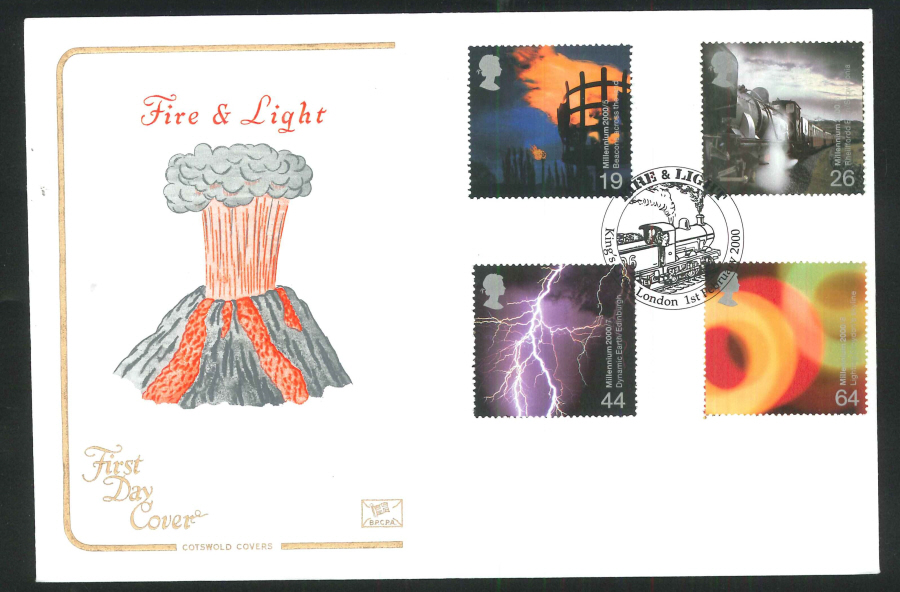 2000 Fire & Light First Day Cover - King's Cross, London Postmark - Click Image to Close